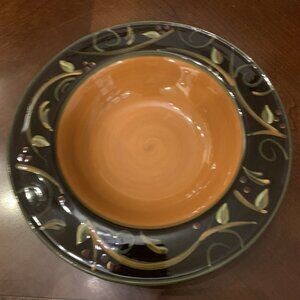 Chocolate Berries Hand-Painted 9” Bowl by DEMDACO - Orange
